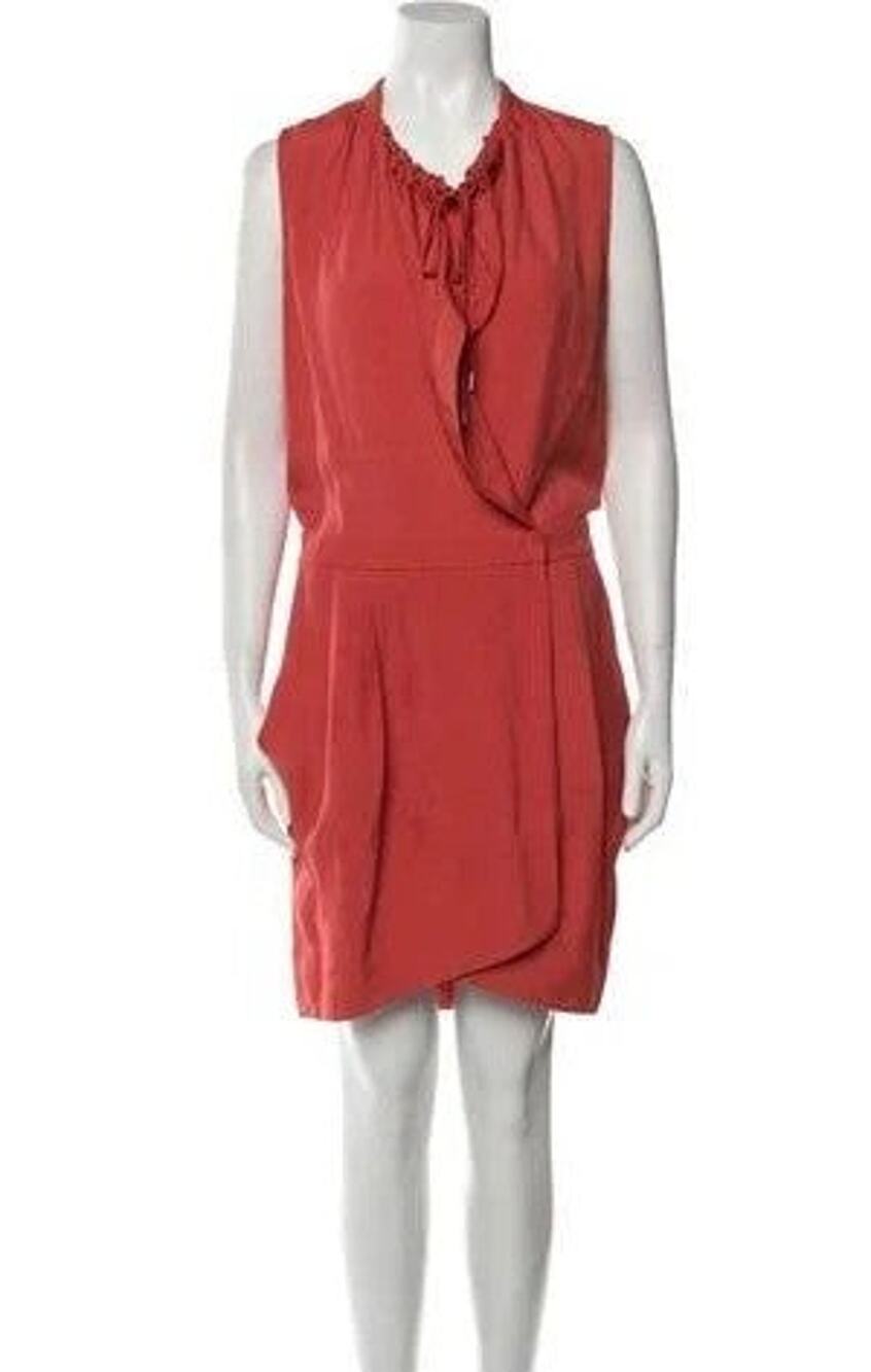 DIANE VON FURSTENBERG Tie Neck Draped Plunge Neck Mini Wrap Dress - 0